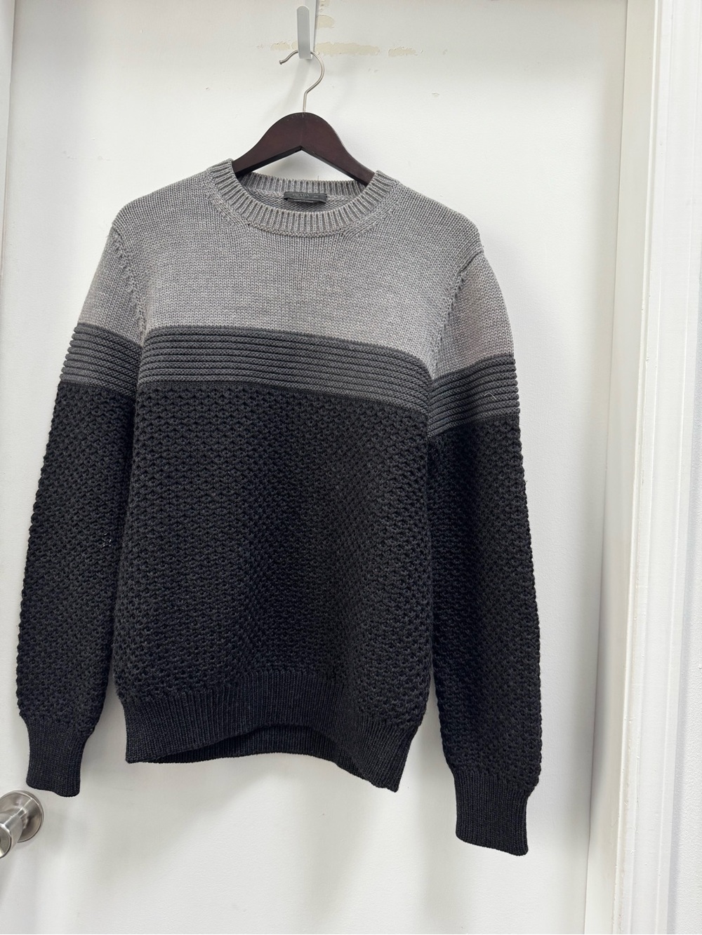 Prada Men's Two-Tone Grey Crewneck Knit Sweater